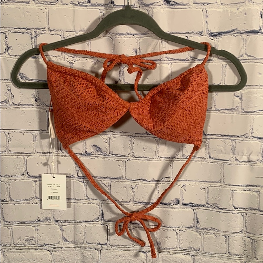 Andie Crochet Bikini Top in Rust Orange